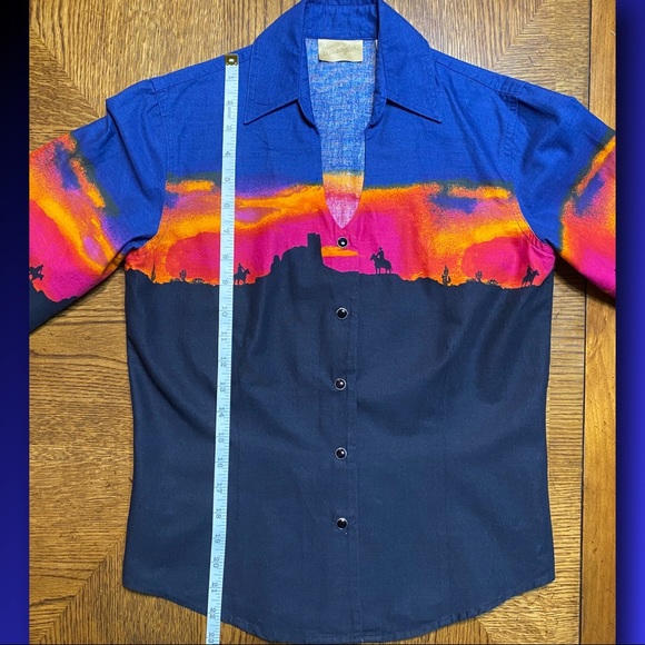Vintage 90’s Wrangler Western Snap Button Down Shirt  Black & Blue 
Size S - Picture 6 of 10
